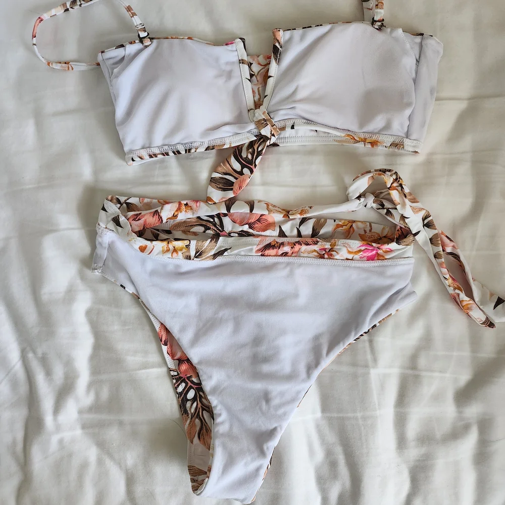 Billabong Floral Bikini in White and Pink